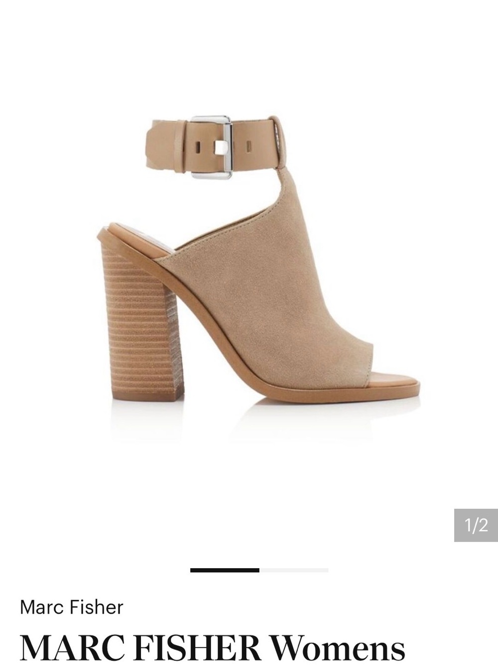 Marc Fisher Tan Suede Ankle-Strap Block Heel Sandal 8M NWOT